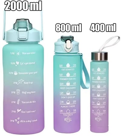 Home & Marker - Waterfles met Tijdmarkeringen - Motivatie Waterfles - Motiverende Drinkfles - Waterfles Motivatie - Drinkfles met Tijdmarkering - 3 Stuks - STARTRIO