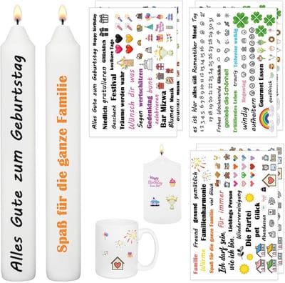 Dailygoods- Tattoofolie 6 Motieven - Kaarsenfolie - Waterverschuivingsfolie - Keramiek - Kaarsentattoos - Uniek en stijlvol product - Kaarsenstickers