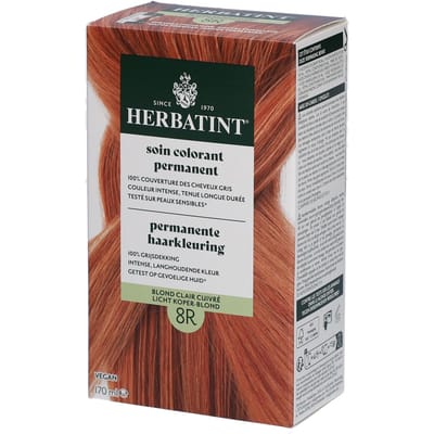 Herbatint Haarverf - Permanente Vegan Haarkleuring - Natuurlijke haarkleuring - 100% grijsdekking - Zonder gebruik van ammoniak - 8R Licht Koper Blond – 170 ml