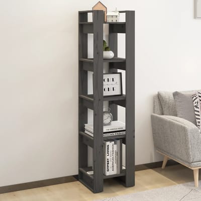 vidaXL - Boekenkast/kamerscherm - 41x35x160 - cm - massief - grenenhout - grijs