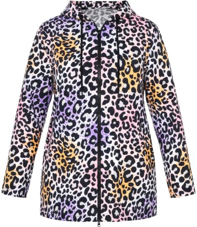 Angel of Style - Dames - Sweatvest straight model kleurig leomotief capuchon - Multicolor - Maat 44