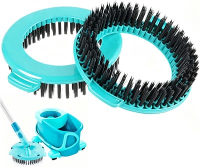Vervangende Hoofd voor 2-Piece Spin Mop Scrubber - Ronde Schoonmaakborstel met Harde Haren (Ø 15.8 cm) voor Efficiënt Schoonmaken van Harde Vloeren in Keuken en Badkamer