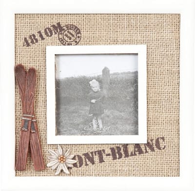 Mont Blanc skien ski's - Fotolijst - 21 x 21 / 10 x 10 cm - hout - natuur