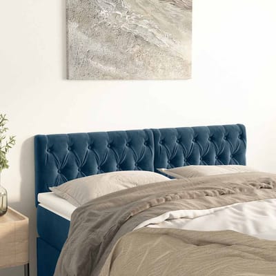 vidaXL - Hoofdborden - 144x7x78/88 - cm - fluweel - donkerblauw