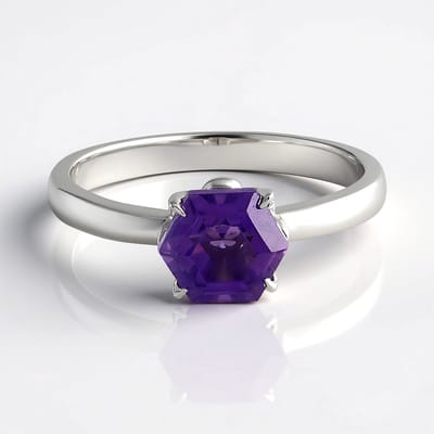 Cavill - Zilveren ring 925 sterling zilver met 1,24 ct Marokkaanse amethist - Hexagon geslepen paarse edelsteen - Elegante en opvallende ring dames