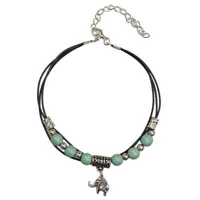 Fako Bijoux® - Enkelbandje - Enkelsieraad - Koord - Turquoise - Olifantje