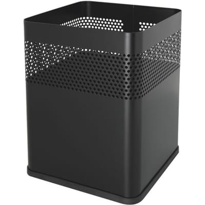 HELIT Vierkante metalen prullenbak - 18 liter - Metaal - Zwart - bxdxh 240x240x325 mm