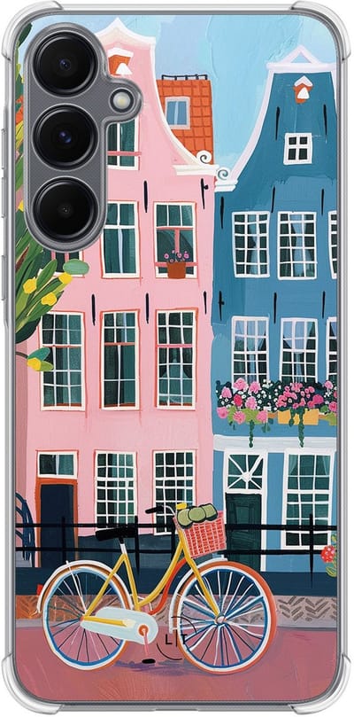 Shockproof hoesje - Geschikt voor Samsung Galaxy A35 - Grachtenpandjes - Extra sterke case - TPU/polycarbonaat - Print / Illustratie - Multi, Transparant