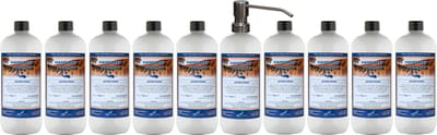 Handzeep Orange 1 liter - set van 10 stuks - met gratis RVS zilverkleurige pomp - Voordeelverpakking