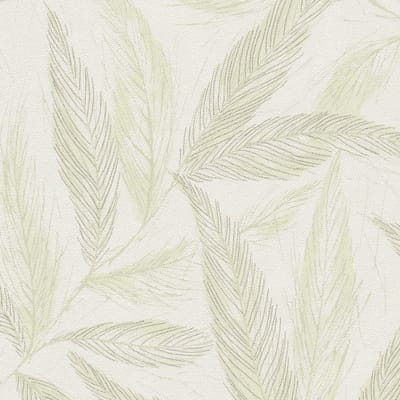 Natuur behang Profhome 790961-GU vliesbehang licht gestructureerd met bloemmotief en metalen accenten crème groen zilver 5,33 m2