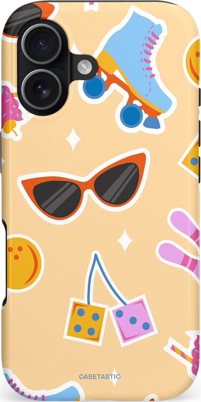 Casetastic hoesje geschikt voor Apple iPhone 17 - MagSafe - Dubbellaagse bescherming - Milkshake vibes - Fashion Case - Beige Lichtblauw Lila Wit