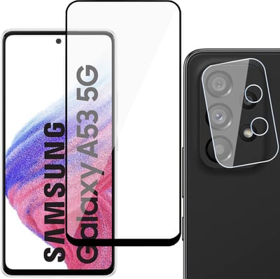 Screenprotector geschikt voor Samsung Galaxy A53 - Gehard Glas Beschermglas Tempered Glass Volledig Dekkende Screen Protector - Camera Lens Protector