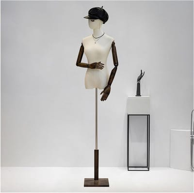 Kinder Paspop - Mannequin Kinderen - Kleding Presenteren - Afneembare Houten Armen - Verstelbaar 120-210cm - Beige