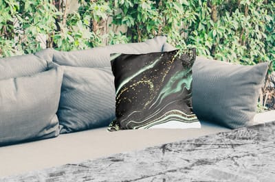 Buitenkussen - Marmerlook - Goud - Groen - Glitter - Design - Marmer - 45x45 cm - Weerbestendig
