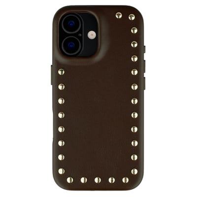 Selencia Hoesje - Geschikt voor Apple iPhone 17 - Studs Backcover geschikt voor MagSafe - Cacao Crush