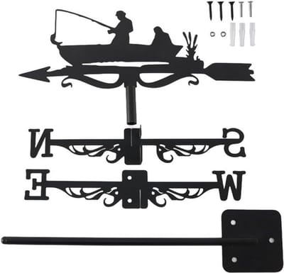 Metalen Windwijzer - Vis Richtingaanwijzer - Tuin Decoratie - Roestvrij Ijzer - N.v.t. - Zwart
