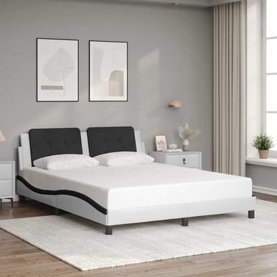 vidaXL - Bedframe - zonder - matras - "Zadar" - kunstleer - zwart - en - wit - 160x200 - cm