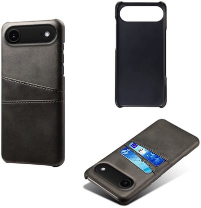MobyDefend Hoesje - Geschikt voor iPhone Air - Lederen Backcover Met Vakjes Pasjes - Zwart