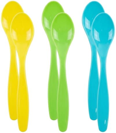 Haushaltshelden Eierlepels - kunststof - 14 cm - 24x - lepelset - diverse kleuren - ontbijt