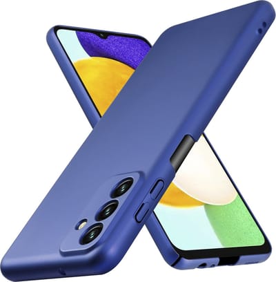 Cadorabo Hoesje geschikt voor Samsung Galaxy A13 5G in METAAL BLAUW - Hard Case Cover beschermhoes in metaal look tegen krassen en stoten