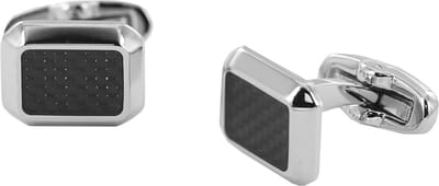 Frank 1967 7FC-0011 Stalen Machetknopen - Heren - Rechthoek - Carbon - Zwart - 16 x 13 mm - Zilverkleurig Staal