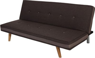3-zits bank Herstal, slaapbank logeerbed slaapbank 177cm ~ textiel, bruin