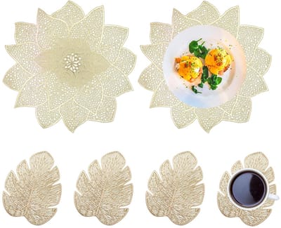 Dailygoody - Ronde Placemats - Antislip - Decoratieve Tafels - Goud - Vlekbestendig - 6 Stuks - Geschikt voor Bruiloften - 38 cm