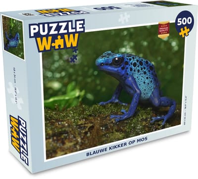 Puzzel Blauwe kikker op mos - Legpuzzel - Puzzel 500 stukjes