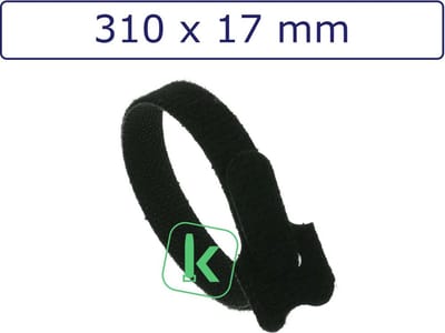 PRO-TIE® - Klittenband Tyraps, kabelbinders 310 x 17 mm Zwart UV bestendig (Zak 10 stuks) (tiewrap/tyrap/tie-wrap/bundelbandje/colsonbandje/)