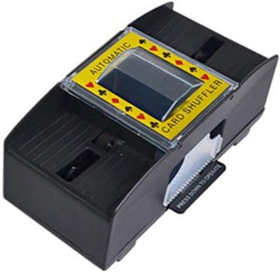 Kaartschudmachines - Kaartmixer, 2 elektronische kaartspellen met batterijmixer, werkt met één knop, kaartsorteerder voor poker, rummy, etc., zwart, enkele maat