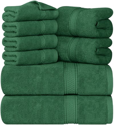 Unyqoos® Luxueuze 8-delige Handdoekenset van Hoogwaardig Katoen voor Spa, Fitness en Thuisgebruik