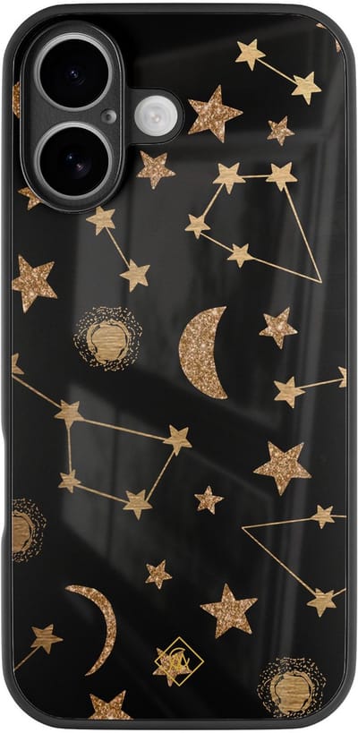 Casimoda® hoesje - Geschikt voor iPhone 17 - Counting The Stars - Luxe Hard Case Zwart - Backcover telefoonhoesje - Zwart