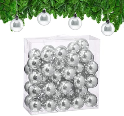 kerstballen set van 50 - Ø 6 cm - glanzend - kunststof - zilver