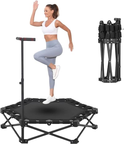 Opvouwbare Trampoline - Fitness Trampoline Minitrampoline - Cardio Workout - Installatievrij Ontworpen - 42 inch - Zwart