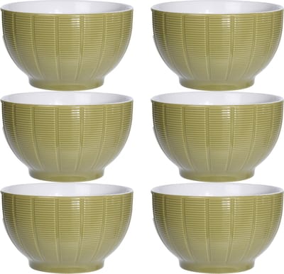 Excellent Houseware Soepkommen/serveer schaaltjes - 6x - Venice - keramiek - D14 x H8 cm - groen