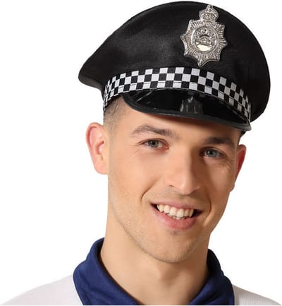 Atosa Carnaval verkleed Politie agent hoedje - zwart/zilver - voor volwassenen - Politie thema