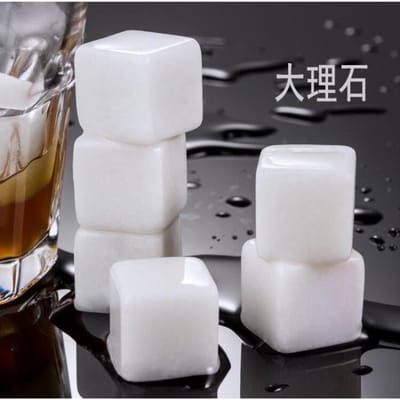 Wijnkoeler, 5-delige set Champagne ijsklontjes whiskykoeling granieten stenen whisky - Type wit marmer
