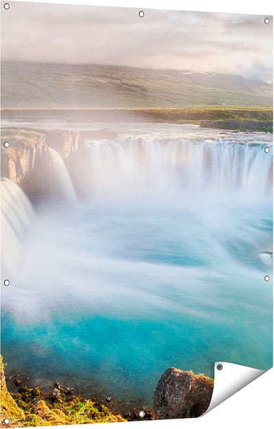 Gards Tuinposter Watervallen in IJsland - 90x120 cm - Tuindoek - Tuindecoratie - Wanddecoratie buiten - Tuinschilderij