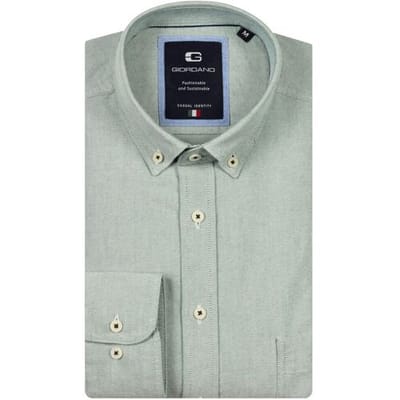 Giordano Overhemd Brando Soft Washed Oxford Groen / male