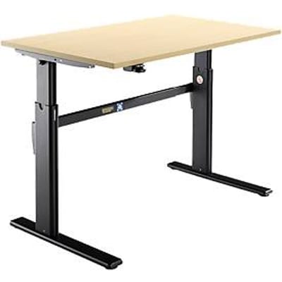Schäfer Shop  Select Bureau, elektrisch in hoogte verstelbaar, rechthoekig, C-poot, ahorn/zwart, B 1200 mm
