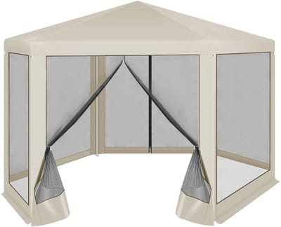 RosaBloom partytent - Tuinhuisje - Gazebo - Paviljoen - Met Muggengaas - Zonwering met UV-bescherming - 3,8x3,28x2,5 m - Beige