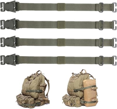 36cm - Draagbare rugzakriemen - Geschikt voor buiten, kamperen, wandelen, bergbeklimmen - Legergroen - 4-pack