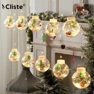 Christmas 3m LED Kerstverlichting met Ronde en Kerstman en vriendjes - Met afstandsbediening - Feestelijke Decoratie voor de Feestdagen - Voor binnen - Kerst - Kerststerren - feest licht gordijn - Warm wit licht