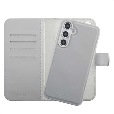 Selencia Hoesje - Geschikt voor Samsung Galaxy A35 - Olyn Uitneembare Bookcase met Magnetische Ring - Grijs