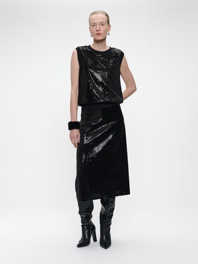 Pallino sequins top | Black - Black / XXS