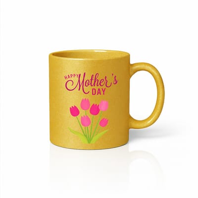 Exclusieve Gouden Moederdag Mok - Roze Tulpen Bloemenprint - Premium Cadeau voor Moeder