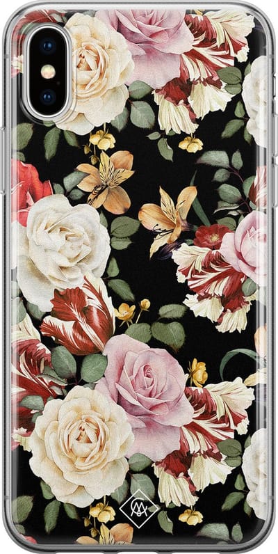 Casimoda® hoesje - Geschikt voor iPhone Xs Max - Bloemen flowerpower - Siliconen/TPU telefoonhoesje - Backcover - Bloemen - Multi