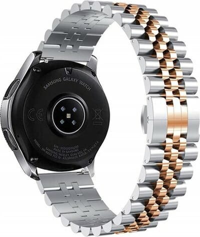 By Qubix - Geschikt voor Garmin bandje - Stalen band - Zilver / rosé goud - Geschikt voor Garmin Vivoactive 6 / 5 / 3 - Smartwatch bandje 20mm