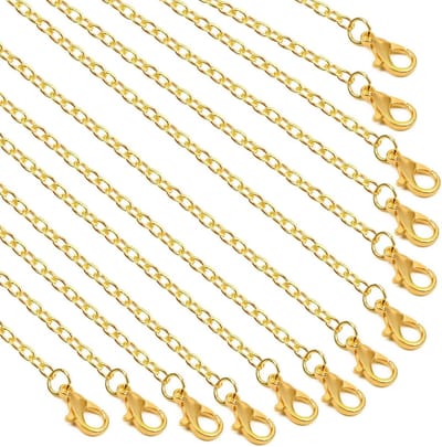 Kettingen, roestvrij stalen damesketting, halsketting 45 cm + 5 cm sieraden, halsketting, schakelketting, gouden halskettingen, doe-het-zelf ketting, stoeprandketting met karabijnsluiting