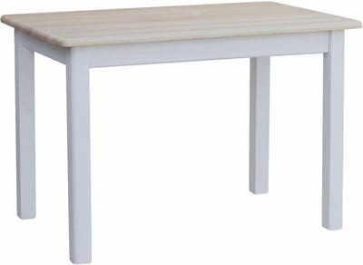 Massieve eettafel van grenenhout met witte poten - 100 x 70 cm